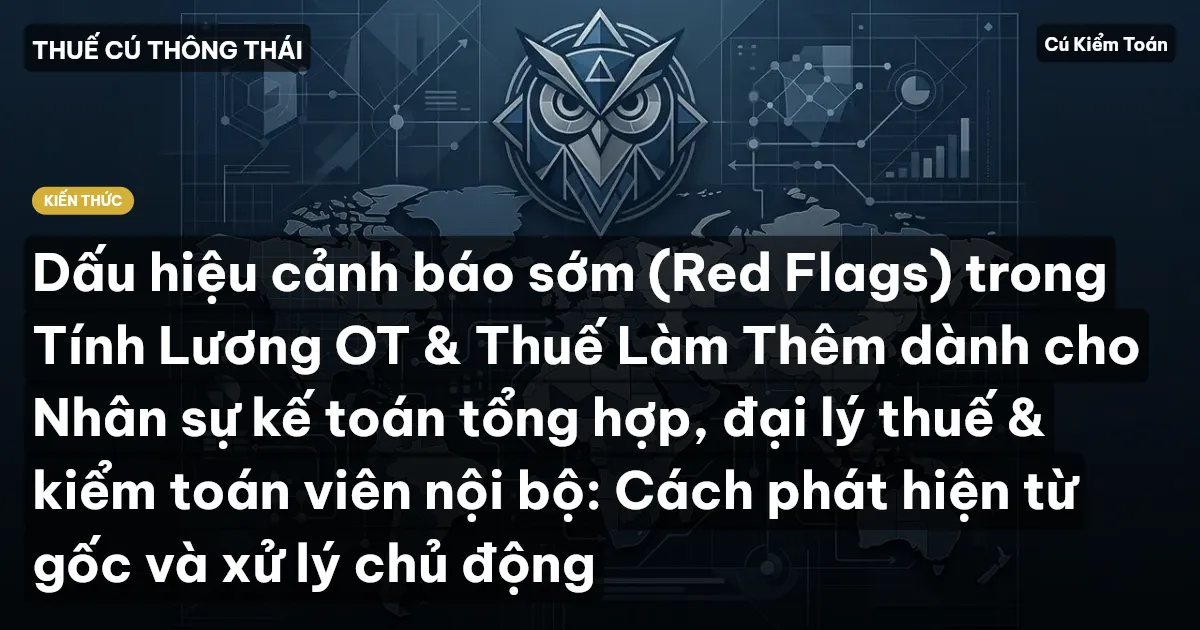 Dấu hiệu cảnh báo sớm (Red Flags) trong Tính Lương OT & Thuế Làm Thêm dành cho Nhân sự kế toán tổng hợp, đại lý thuế & kiểm toán viên nội bộ: Cách phát hiện từ gốc và xử lý chủ động