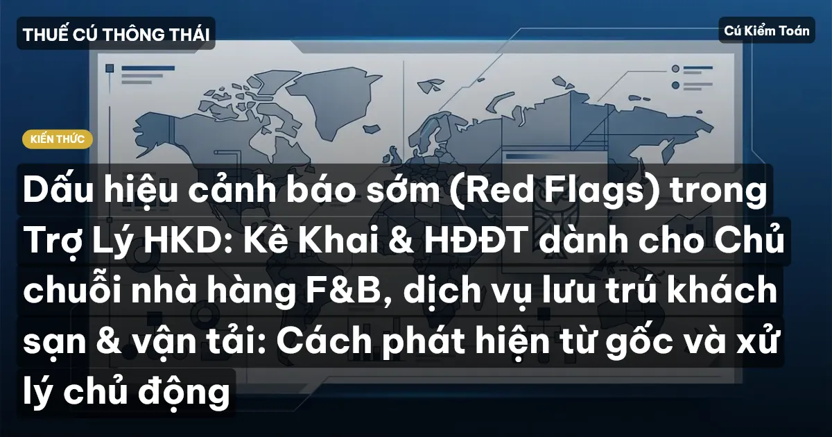 Dấu hiệu cảnh báo sớm (Red Flags) trong Trợ Lý HKD: Kê Khai & HĐĐT dành cho Chủ chuỗi nhà hàng F&B, dịch vụ lưu trú khách sạn & vận tải: Cách phát hiện từ gốc và xử lý chủ động