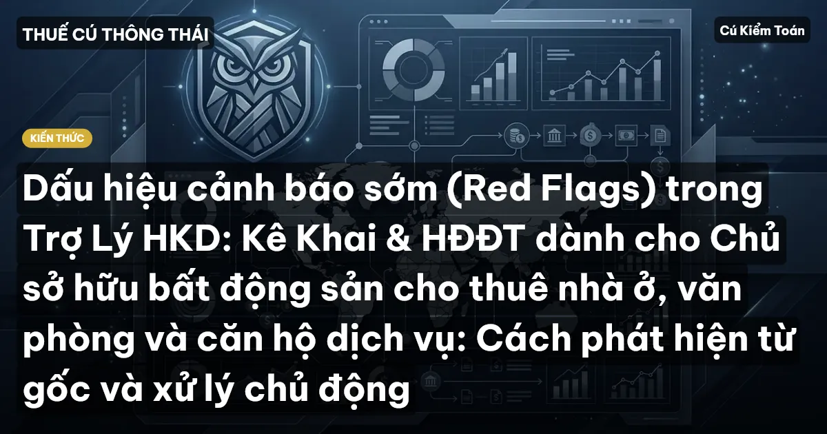 Dấu hiệu cảnh báo sớm (Red Flags) trong Trợ Lý HKD: Kê Khai & HĐĐT dành cho Chủ sở hữu bất động sản cho thuê nhà ở, văn phòng và căn hộ dịch vụ: Cách phát hiện từ gốc và xử lý chủ động