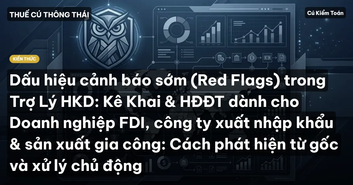 Dấu hiệu cảnh báo sớm (Red Flags) trong Trợ Lý HKD: Kê Khai & HĐĐT dành cho Doanh nghiệp FDI, công ty xuất nhập khẩu & sản xuất gia công: Cách phát hiện từ gốc và xử lý chủ động