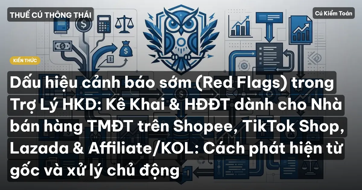 Dấu hiệu cảnh báo sớm (Red Flags) trong Trợ Lý HKD: Kê Khai & HĐĐT dành cho Nhà bán hàng TMĐT trên Shopee, TikTok Shop, Lazada & Affiliate/KOL: Cách phát hiện từ gốc và xử lý chủ động