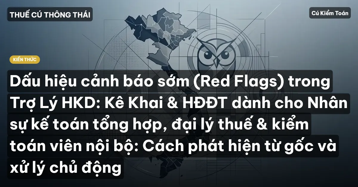 Dấu hiệu cảnh báo sớm (Red Flags) trong Trợ Lý HKD: Kê Khai & HĐĐT dành cho Nhân sự kế toán tổng hợp, đại lý thuế & kiểm toán viên nội bộ: Cách phát hiện từ gốc và xử lý chủ động