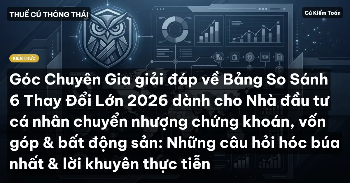 Góc Chuyên Gia giải đáp về Bảng So Sánh 6 Thay Đổi Lớn 2026 dành cho Nhà đầu tư cá nhân chuyển nhượng chứng khoán, vốn góp & bất động sản: Những câu hỏi hóc búa nhất & lời khuyên thực tiễn