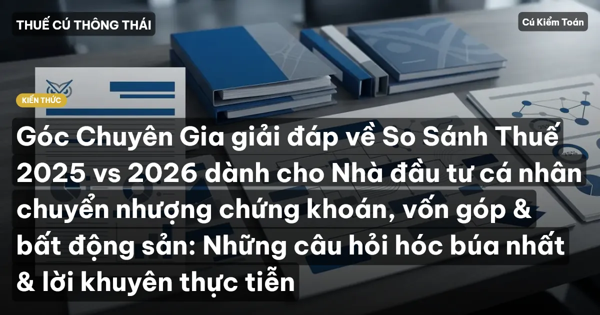 Góc Chuyên Gia giải đáp về So Sánh Thuế 2025 vs 2026 dành cho Nhà đầu tư cá nhân chuyển nhượng chứng khoán, vốn góp & bất động sản: Những câu hỏi hóc búa nhất & lời khuyên thực tiễn