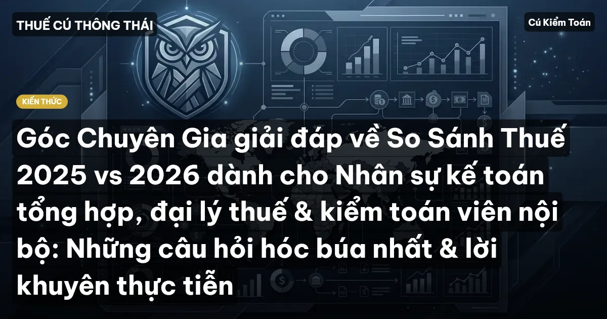 Góc Chuyên Gia giải đáp về So Sánh Thuế 2025 vs 2026 dành cho Nhân sự kế toán tổng hợp, đại lý thuế & kiểm toán viên nội bộ: Những câu hỏi hóc búa nhất & lời khuyên thực tiễn