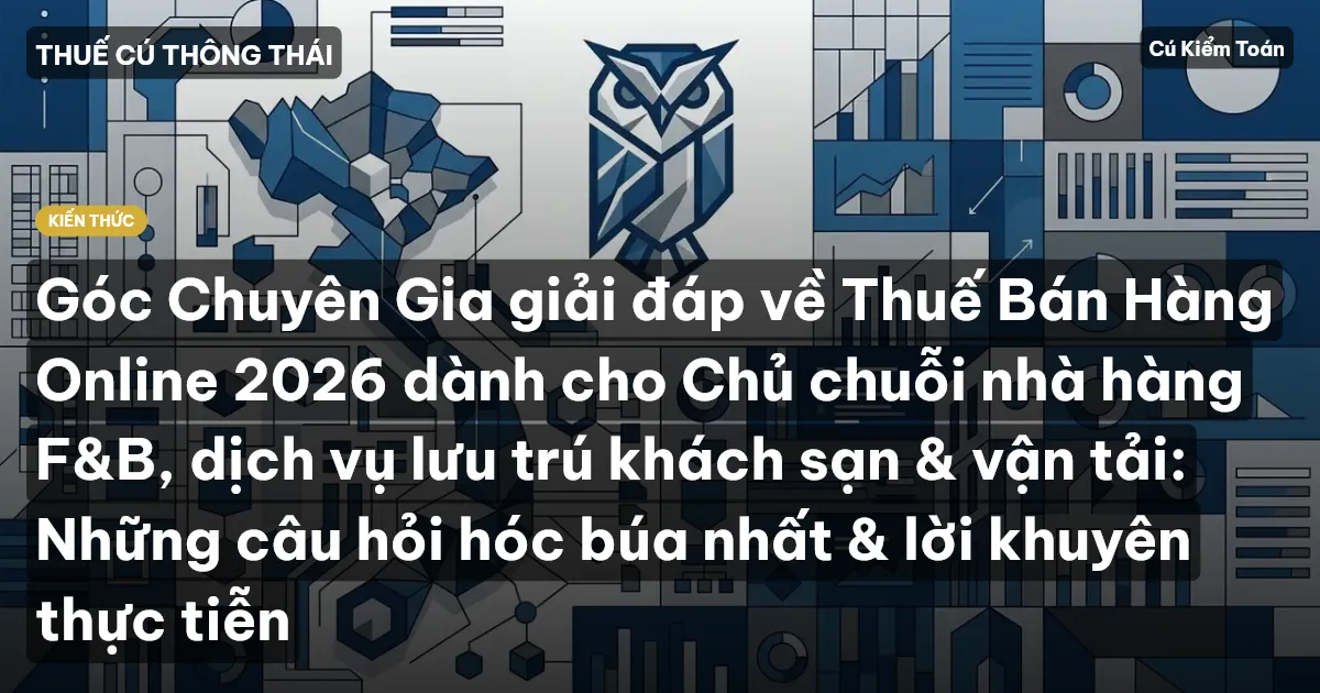 Góc Chuyên Gia giải đáp về Thuế Bán Hàng Online 2026 dành cho Chủ chuỗi nhà hàng F&B, dịch vụ lưu trú khách sạn & vận tải: Những câu hỏi hóc búa nhất & lời khuyên thực tiễn