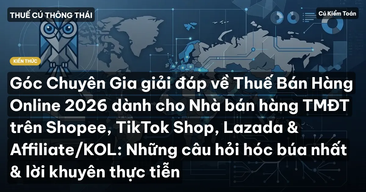 Góc Chuyên Gia giải đáp về Thuế Bán Hàng Online 2026 dành cho Nhà bán hàng TMĐT trên Shopee, TikTok Shop, Lazada & Affiliate/KOL: Những câu hỏi hóc búa nhất & lời khuyên thực tiễn
