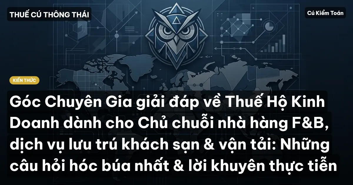 Góc Chuyên Gia giải đáp về Thuế Hộ Kinh Doanh dành cho Chủ chuỗi nhà hàng F&B, dịch vụ lưu trú khách sạn & vận tải: Những câu hỏi hóc búa nhất & lời khuyên thực tiễn