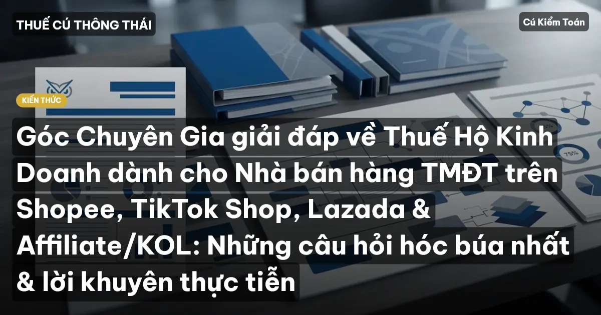 Góc Chuyên Gia giải đáp về Thuế Hộ Kinh Doanh dành cho Nhà bán hàng TMĐT trên Shopee, TikTok Shop, Lazada & Affiliate/KOL: Những câu hỏi hóc búa nhất & lời khuyên thực tiễn