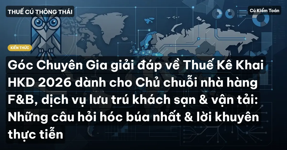Góc Chuyên Gia giải đáp về Thuế Kê Khai HKD 2026 dành cho Chủ chuỗi nhà hàng F&B, dịch vụ lưu trú khách sạn & vận tải: Những câu hỏi hóc búa nhất & lời khuyên thực tiễn