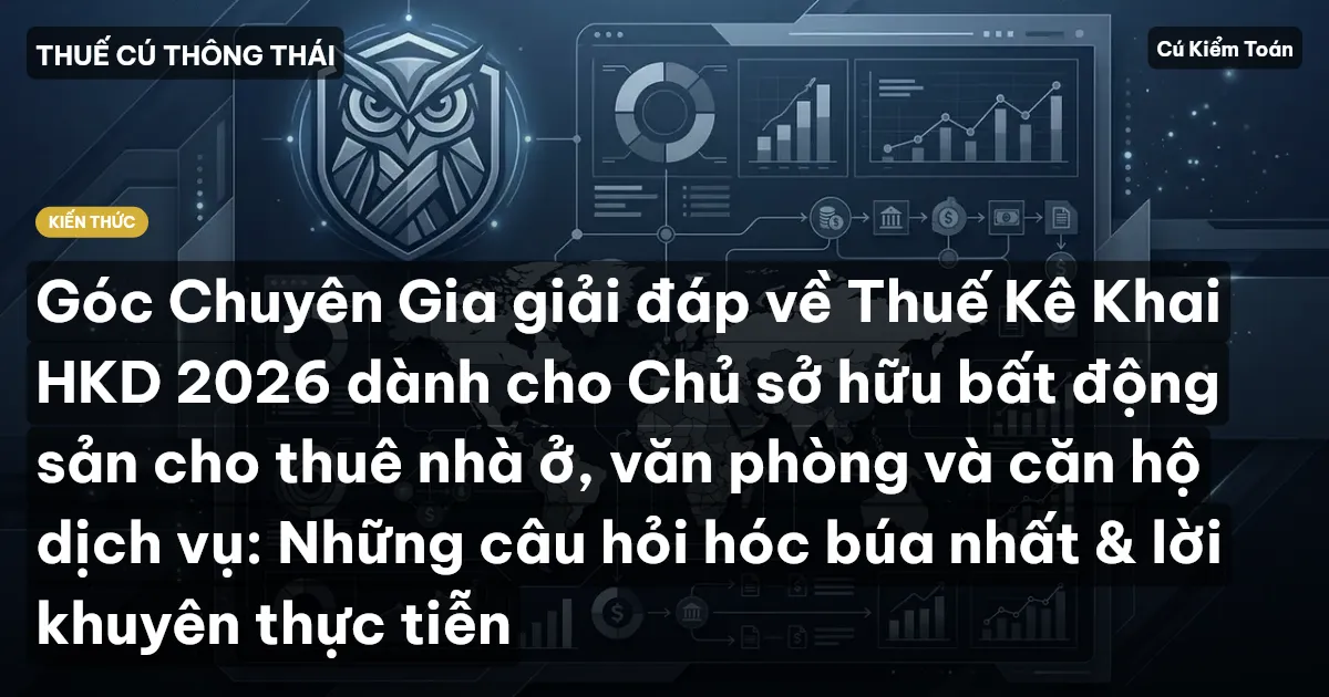 Góc Chuyên Gia giải đáp về Thuế Kê Khai HKD 2026 dành cho Chủ sở hữu bất động sản cho thuê nhà ở, văn phòng và căn hộ dịch vụ: Những câu hỏi hóc búa nhất & lời khuyên thực tiễn