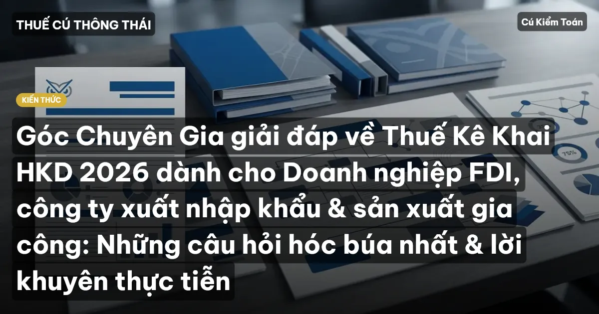 Góc Chuyên Gia giải đáp về Thuế Kê Khai HKD 2026 dành cho Doanh nghiệp FDI, công ty xuất nhập khẩu & sản xuất gia công: Những câu hỏi hóc búa nhất & lời khuyên thực tiễn