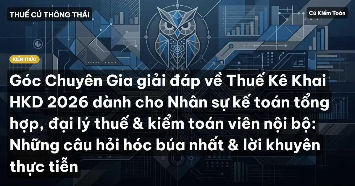 Góc Chuyên Gia giải đáp về Thuế Kê Khai HKD 2026 dành cho Nhân sự kế toán tổng hợp, đại lý thuế & kiểm toán viên nội bộ: Những câu hỏi hóc búa nhất & lời khuyên thực tiễn