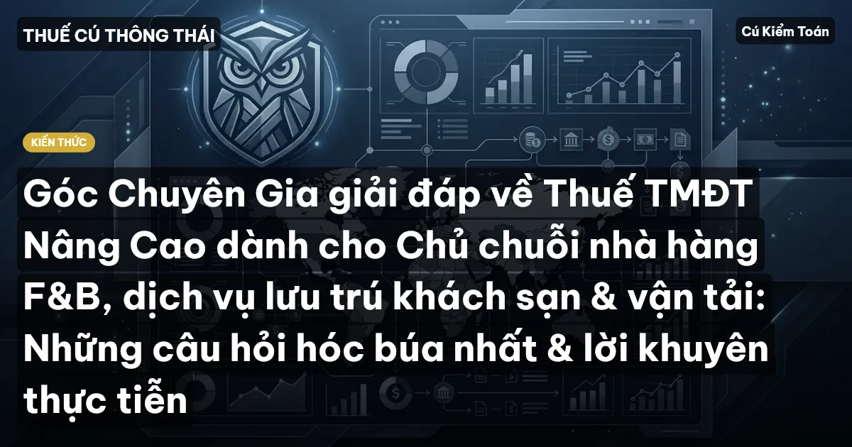 Góc Chuyên Gia giải đáp về Thuế TMĐT Nâng Cao dành cho Chủ chuỗi nhà hàng F&B, dịch vụ lưu trú khách sạn & vận tải: Những câu hỏi hóc búa nhất & lời khuyên thực tiễn