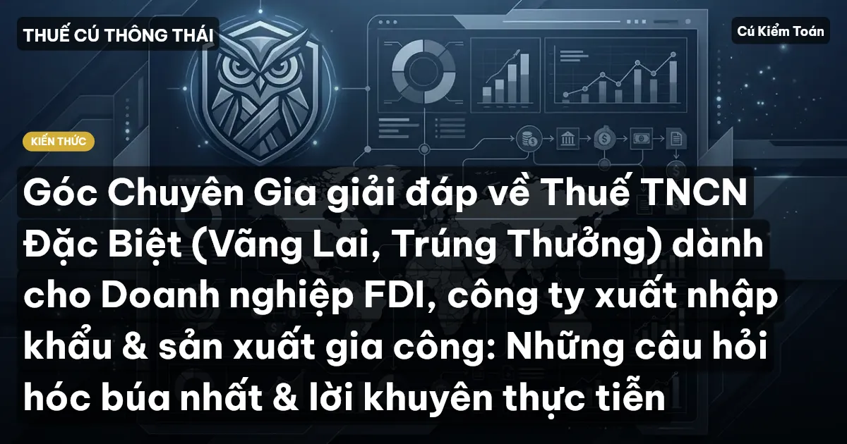Góc Chuyên Gia giải đáp về Thuế TNCN Đặc Biệt (Vãng Lai, Trúng Thưởng) dành cho Doanh nghiệp FDI, công ty xuất nhập khẩu & sản xuất gia công: Những câu hỏi hóc búa nhất & lời khuyên thực tiễn