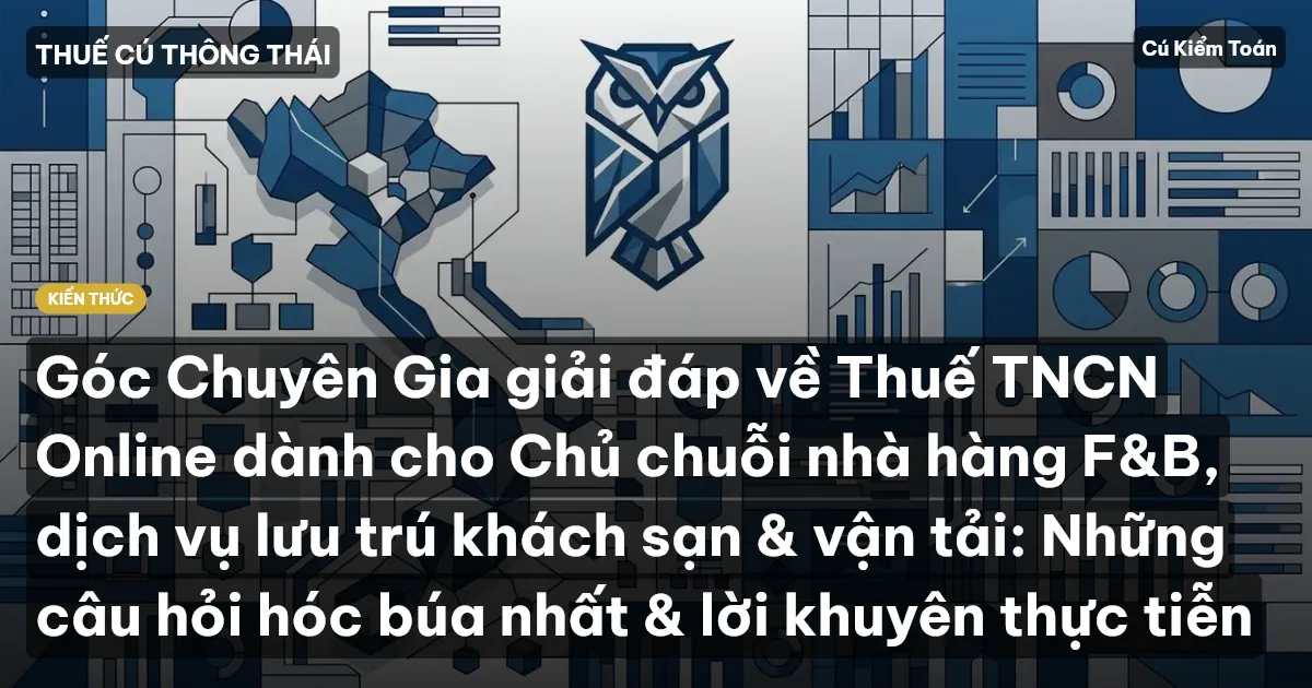 Góc Chuyên Gia giải đáp về Thuế TNCN Online dành cho Chủ chuỗi nhà hàng F&B, dịch vụ lưu trú khách sạn & vận tải: Những câu hỏi hóc búa nhất & lời khuyên thực tiễn