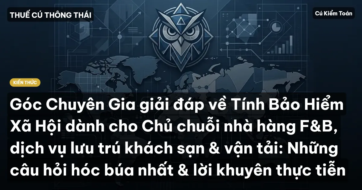 Góc Chuyên Gia giải đáp về Tính Bảo Hiểm Xã Hội dành cho Chủ chuỗi nhà hàng F&B, dịch vụ lưu trú khách sạn & vận tải: Những câu hỏi hóc búa nhất & lời khuyên thực tiễn