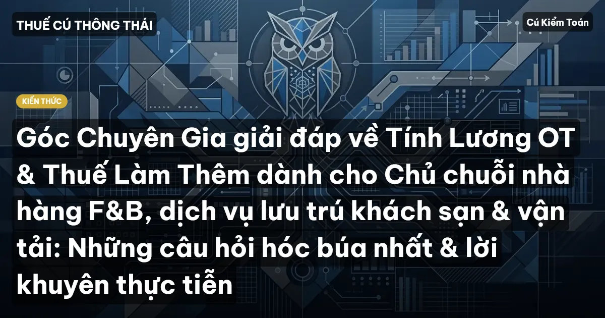 Góc Chuyên Gia giải đáp về Tính Lương OT & Thuế Làm Thêm dành cho Chủ chuỗi nhà hàng F&B, dịch vụ lưu trú khách sạn & vận tải: Những câu hỏi hóc búa nhất & lời khuyên thực tiễn