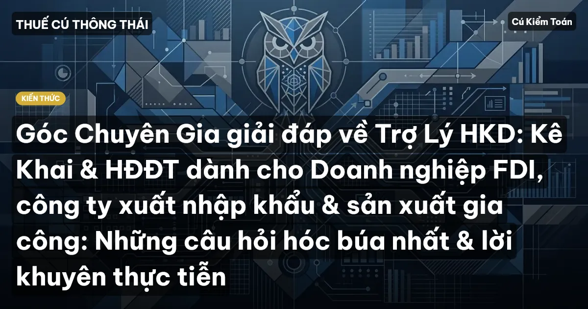 Góc Chuyên Gia giải đáp về Trợ Lý HKD: Kê Khai & HĐĐT dành cho Doanh nghiệp FDI, công ty xuất nhập khẩu & sản xuất gia công: Những câu hỏi hóc búa nhất & lời khuyên thực tiễn
