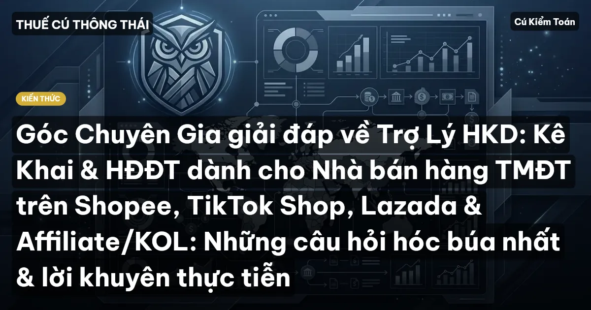 Góc Chuyên Gia giải đáp về Trợ Lý HKD: Kê Khai & HĐĐT dành cho Nhà bán hàng TMĐT trên Shopee, TikTok Shop, Lazada & Affiliate/KOL: Những câu hỏi hóc búa nhất & lời khuyên thực tiễn