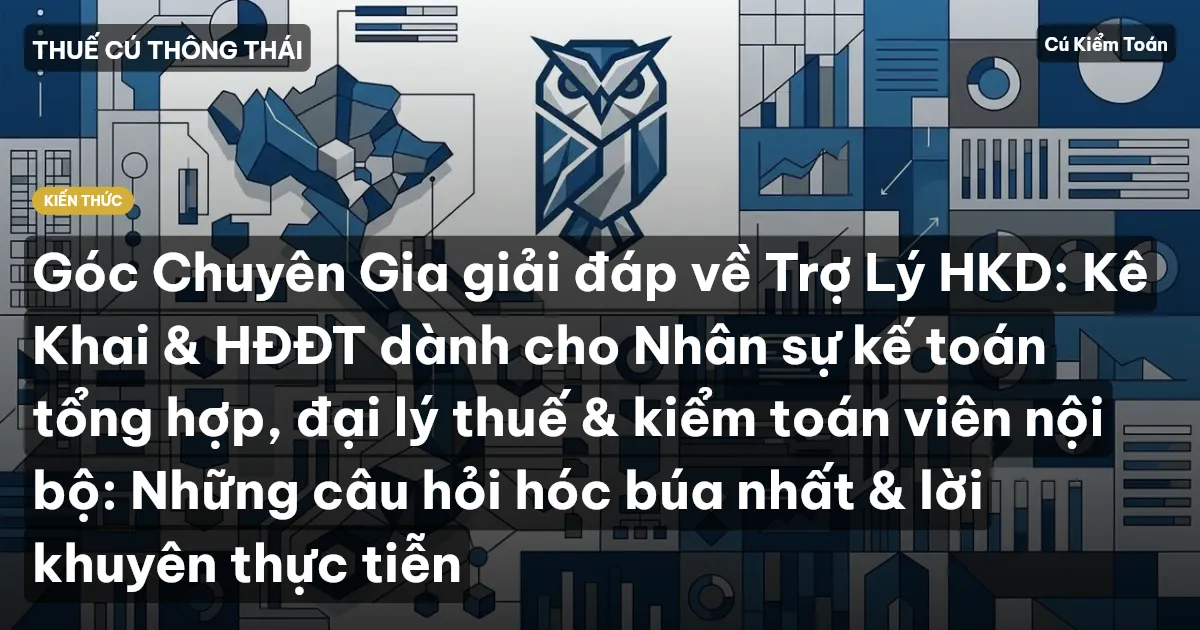 Góc Chuyên Gia giải đáp về Trợ Lý HKD: Kê Khai & HĐĐT dành cho Nhân sự kế toán tổng hợp, đại lý thuế & kiểm toán viên nội bộ: Những câu hỏi hóc búa nhất & lời khuyên thực tiễn