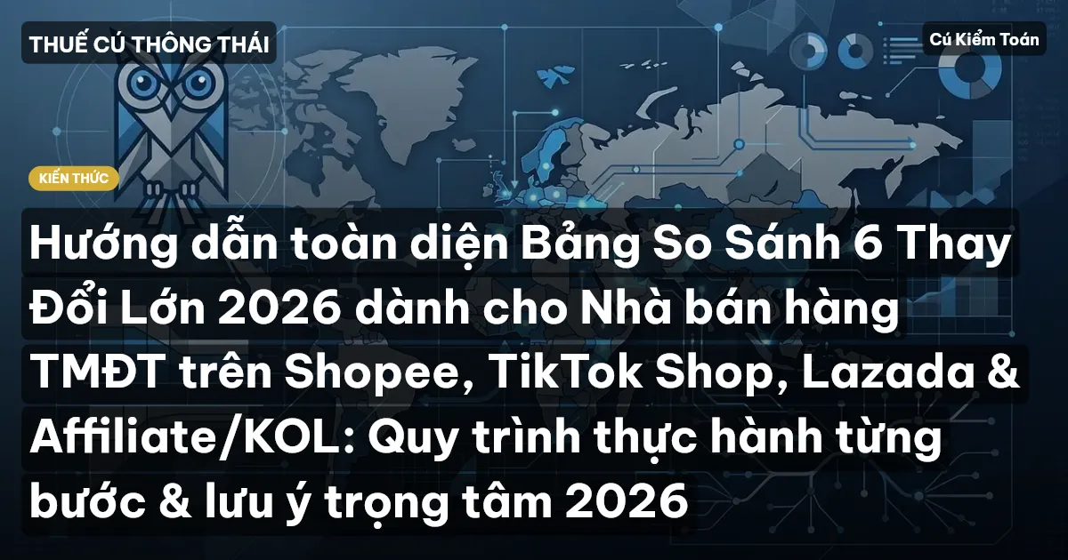 Hướng dẫn toàn diện Bảng So Sánh 6 Thay Đổi Lớn 2026 dành cho Nhà bán hàng TMĐT trên Shopee, TikTok Shop, Lazada & Affiliate/KOL: Quy trình thực hành từng bước & lưu ý trọng tâm 2026