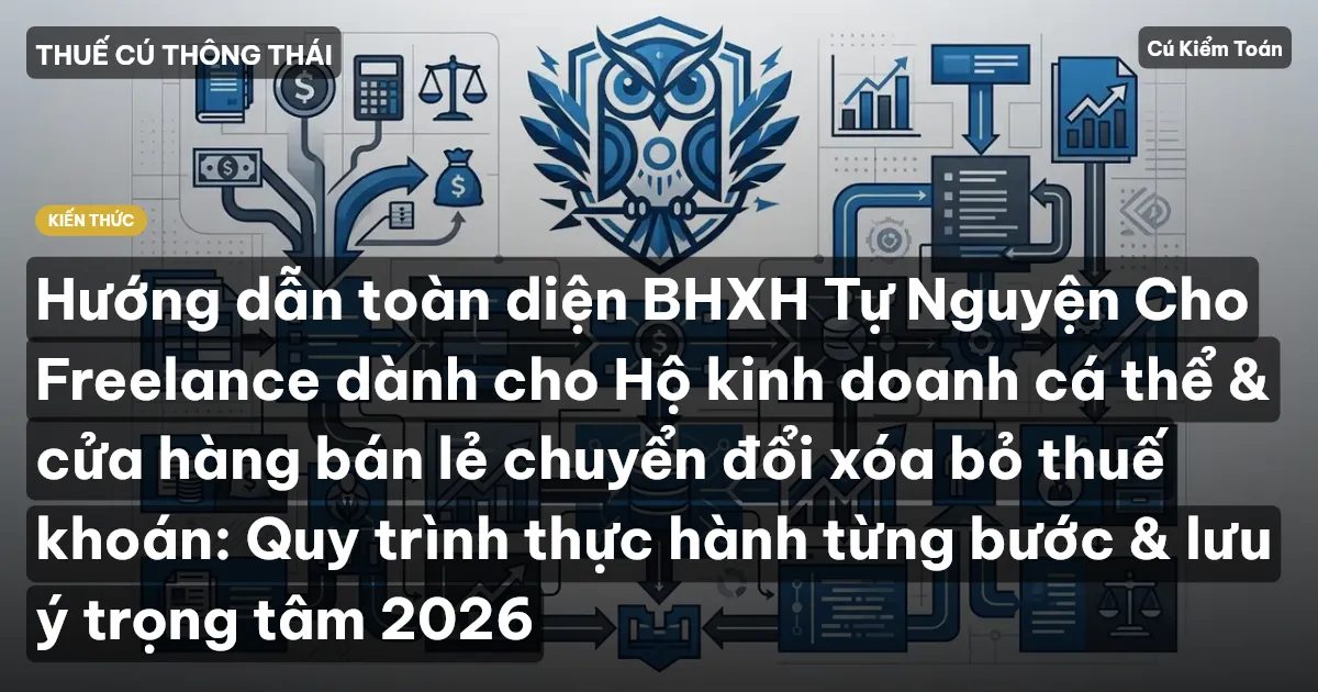 Hướng dẫn toàn diện BHXH Tự Nguyện Cho Freelance dành cho Hộ kinh doanh cá thể & cửa hàng bán lẻ chuyển đổi xóa bỏ thuế khoán: Quy trình thực hành từng bước & lưu ý trọng tâm 2026
