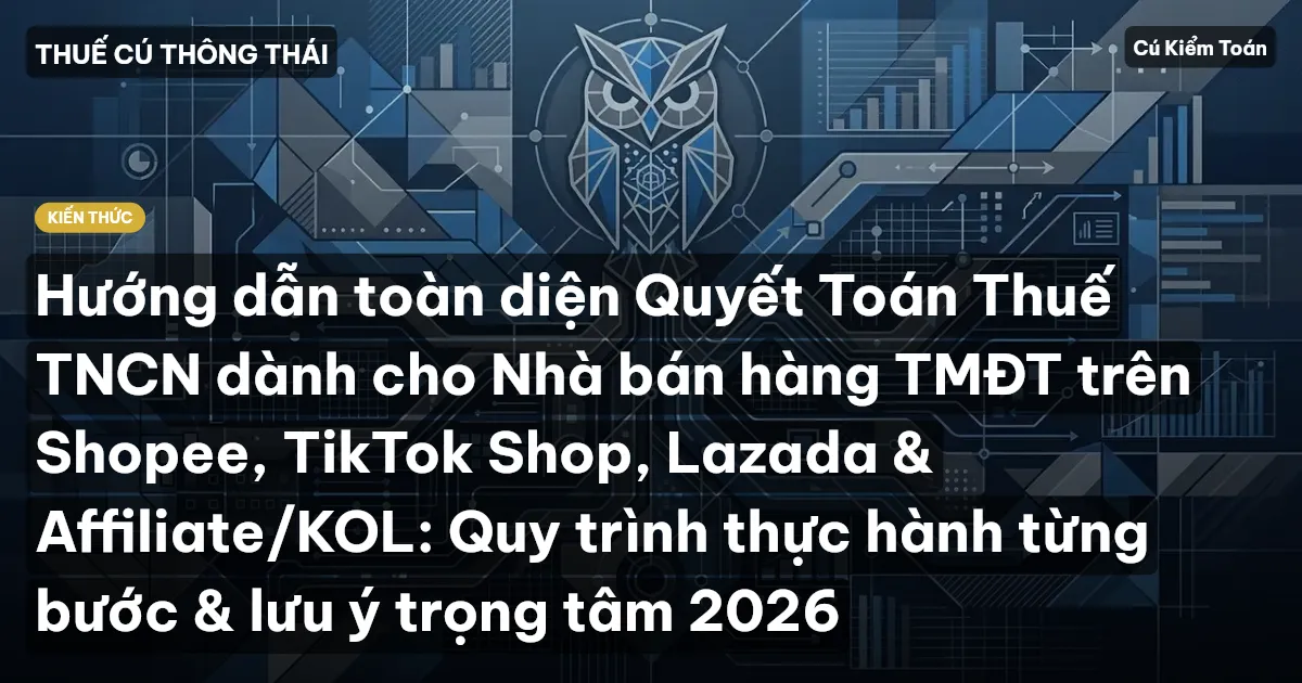 Hướng dẫn toàn diện Quyết Toán Thuế TNCN dành cho Nhà bán hàng TMĐT trên Shopee, TikTok Shop, Lazada & Affiliate/KOL: Quy trình thực hành từng bước & lưu ý trọng tâm 2026