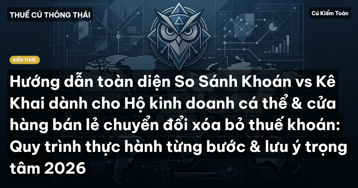Hướng dẫn toàn diện So Sánh Khoán vs Kê Khai dành cho Hộ kinh doanh cá thể & cửa hàng bán lẻ chuyển đổi xóa bỏ thuế khoán: Quy trình thực hành từng bước & lưu ý trọng tâm 2026