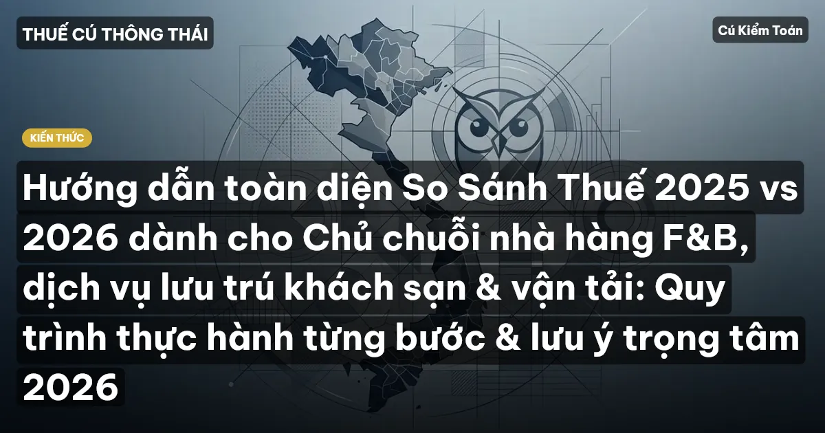Hướng dẫn toàn diện So Sánh Thuế 2025 vs 2026 dành cho Chủ chuỗi nhà hàng F&B, dịch vụ lưu trú khách sạn & vận tải: Quy trình thực hành từng bước & lưu ý trọng tâm 2026