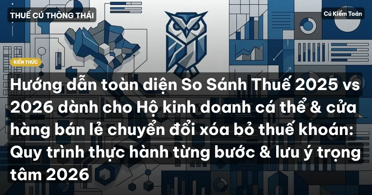 Hướng dẫn toàn diện So Sánh Thuế 2025 vs 2026 dành cho Hộ kinh doanh cá thể & cửa hàng bán lẻ chuyển đổi xóa bỏ thuế khoán: Quy trình thực hành từng bước & lưu ý trọng tâm 2026