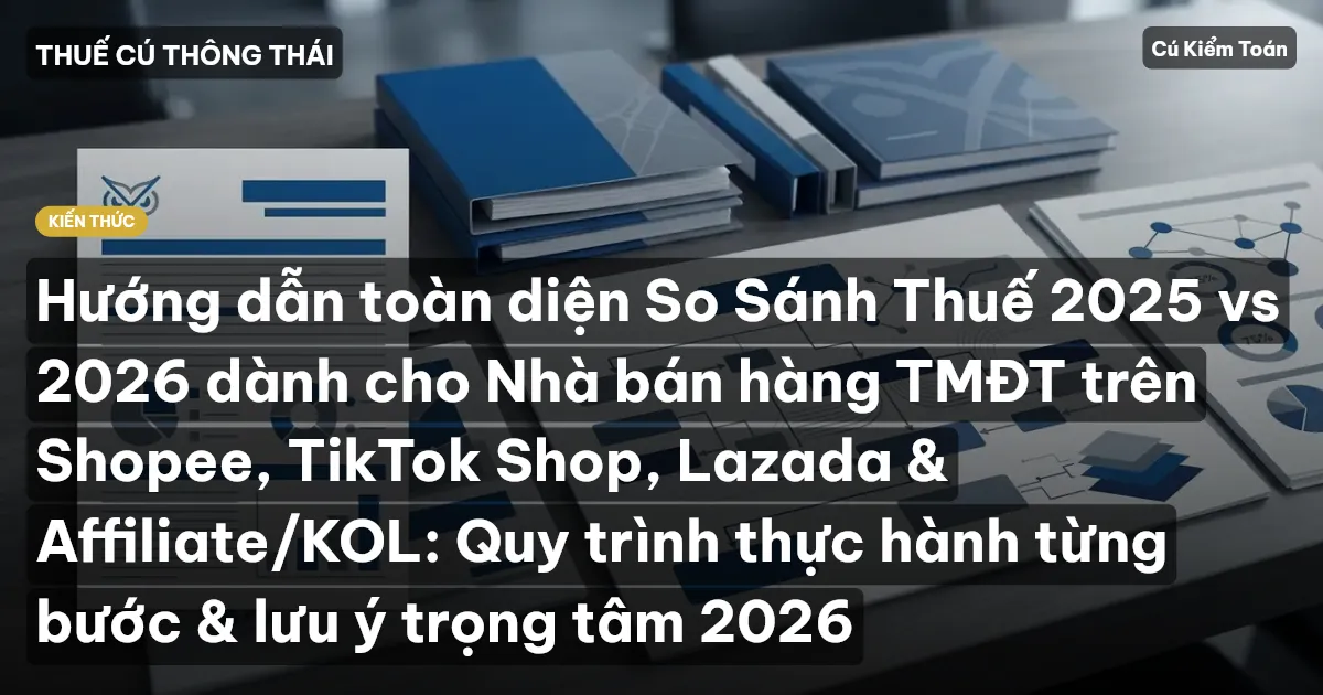 Hướng dẫn toàn diện So Sánh Thuế 2025 vs 2026 dành cho Nhà bán hàng TMĐT trên Shopee, TikTok Shop, Lazada & Affiliate/KOL: Quy trình thực hành từng bước & lưu ý trọng tâm 2026