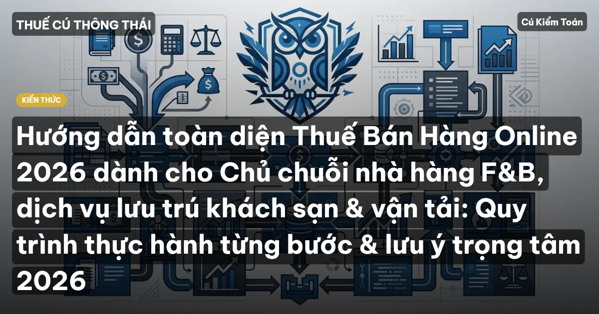 Hướng dẫn toàn diện Thuế Bán Hàng Online 2026 dành cho Chủ chuỗi nhà hàng F&B, dịch vụ lưu trú khách sạn & vận tải: Quy trình thực hành từng bước & lưu ý trọng tâm 2026