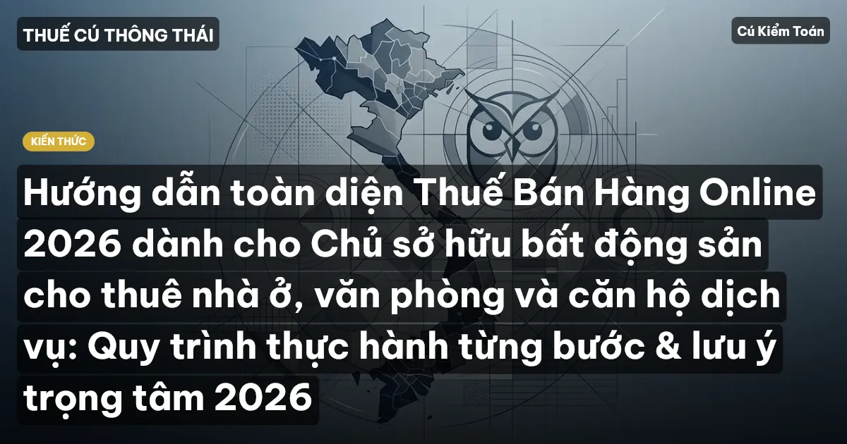 Hướng dẫn toàn diện Thuế Bán Hàng Online 2026 dành cho Chủ sở hữu bất động sản cho thuê nhà ở, văn phòng và căn hộ dịch vụ: Quy trình thực hành từng bước & lưu ý trọng tâm 2026