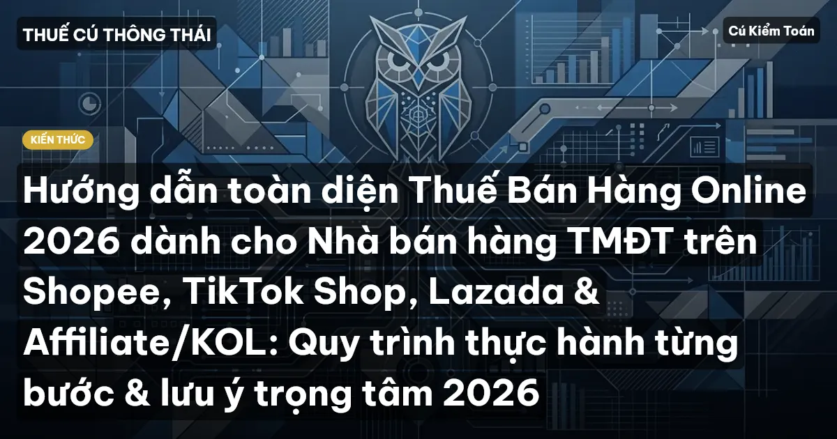 Hướng dẫn toàn diện Thuế Bán Hàng Online 2026 dành cho Nhà bán hàng TMĐT trên Shopee, TikTok Shop, Lazada & Affiliate/KOL: Quy trình thực hành từng bước & lưu ý trọng tâm 2026