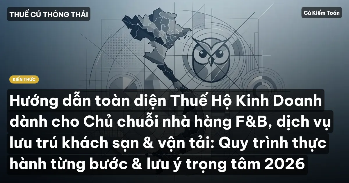 Hướng dẫn toàn diện Thuế Hộ Kinh Doanh dành cho Chủ chuỗi nhà hàng F&B, dịch vụ lưu trú khách sạn & vận tải: Quy trình thực hành từng bước & lưu ý trọng tâm 2026