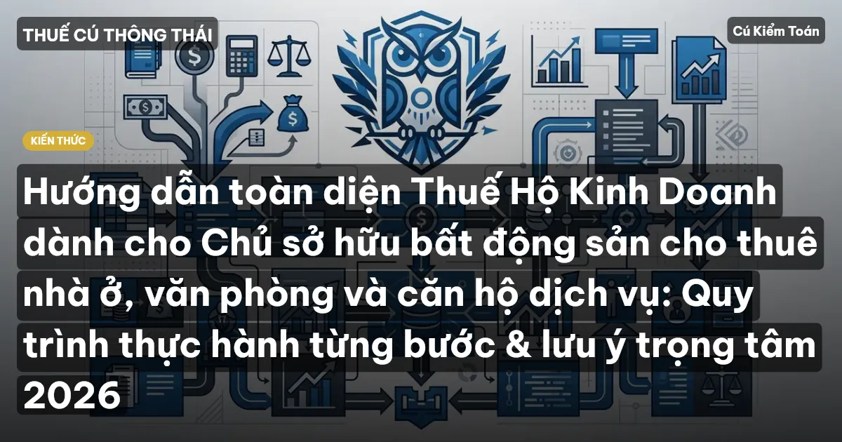 Hướng dẫn toàn diện Thuế Hộ Kinh Doanh dành cho Chủ sở hữu bất động sản cho thuê nhà ở, văn phòng và căn hộ dịch vụ: Quy trình thực hành từng bước & lưu ý trọng tâm 2026