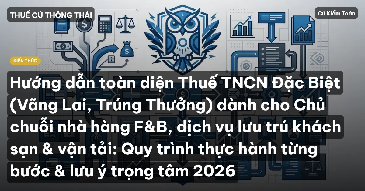 Hướng dẫn toàn diện Thuế TNCN Đặc Biệt (Vãng Lai, Trúng Thưởng) dành cho Chủ chuỗi nhà hàng F&B, dịch vụ lưu trú khách sạn & vận tải: Quy trình thực hành từng bước & lưu ý trọng tâm 2026
