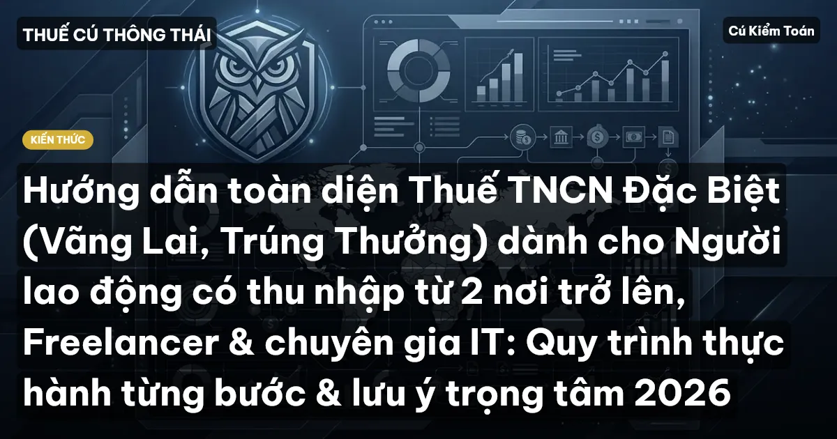 Hướng dẫn toàn diện Thuế TNCN Đặc Biệt (Vãng Lai, Trúng Thưởng) dành cho Người lao động có thu nhập từ 2 nơi trở lên, Freelancer & chuyên gia IT: Quy trình thực hành từng bước & lưu ý trọng tâm 2026