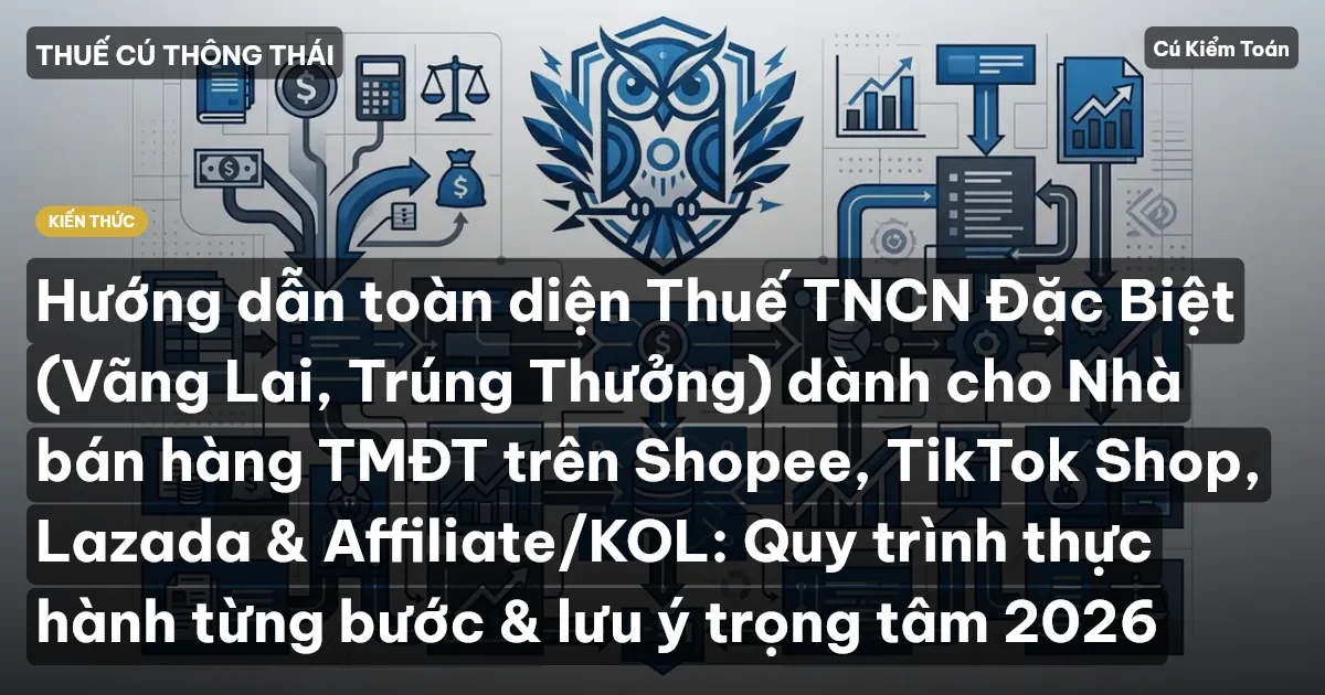 Hướng dẫn toàn diện Thuế TNCN Đặc Biệt (Vãng Lai, Trúng Thưởng) dành cho Nhà bán hàng TMĐT trên Shopee, TikTok Shop, Lazada & Affiliate/KOL: Quy trình thực hành từng bước & lưu ý trọng tâm 2026