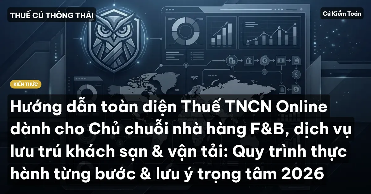 Hướng dẫn toàn diện Thuế TNCN Online dành cho Chủ chuỗi nhà hàng F&B, dịch vụ lưu trú khách sạn & vận tải: Quy trình thực hành từng bước & lưu ý trọng tâm 2026