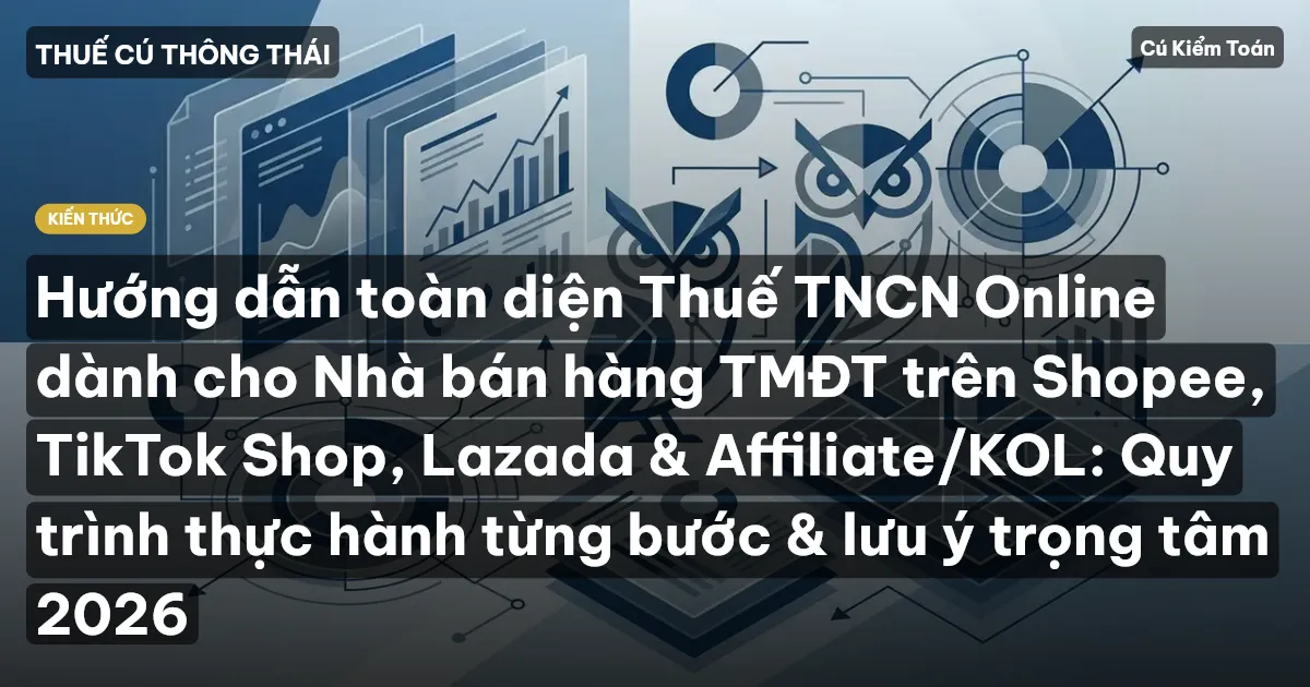 Hướng dẫn toàn diện Thuế TNCN Online dành cho Nhà bán hàng TMĐT trên Shopee, TikTok Shop, Lazada & Affiliate/KOL: Quy trình thực hành từng bước & lưu ý trọng tâm 2026