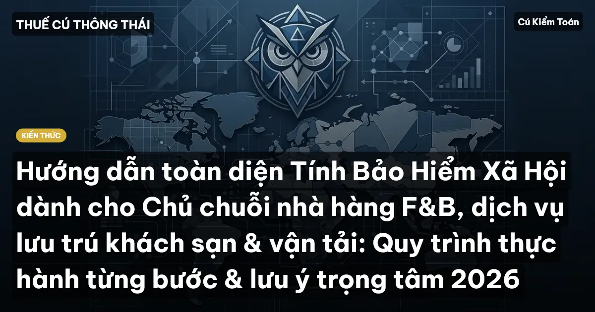 Hướng dẫn toàn diện Tính Bảo Hiểm Xã Hội dành cho Chủ chuỗi nhà hàng F&B, dịch vụ lưu trú khách sạn & vận tải: Quy trình thực hành từng bước & lưu ý trọng tâm 2026