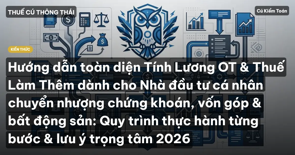 Hướng dẫn toàn diện Tính Lương OT & Thuế Làm Thêm dành cho Nhà đầu tư cá nhân chuyển nhượng chứng khoán, vốn góp & bất động sản: Quy trình thực hành từng bước & lưu ý trọng tâm 2026