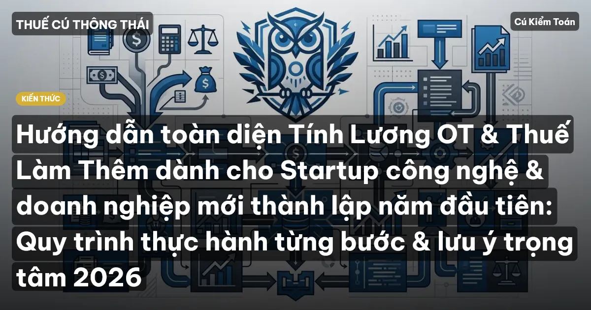 Hướng dẫn toàn diện Tính Lương OT & Thuế Làm Thêm dành cho Startup công nghệ & doanh nghiệp mới thành lập năm đầu tiên: Quy trình thực hành từng bước & lưu ý trọng tâm 2026