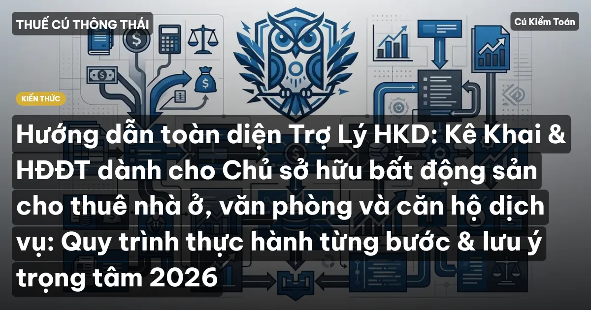 Hướng dẫn toàn diện Trợ Lý HKD: Kê Khai & HĐĐT dành cho Chủ sở hữu bất động sản cho thuê nhà ở, văn phòng và căn hộ dịch vụ: Quy trình thực hành từng bước & lưu ý trọng tâm 2026