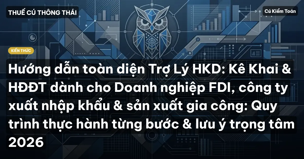 Hướng dẫn toàn diện Trợ Lý HKD: Kê Khai & HĐĐT dành cho Doanh nghiệp FDI, công ty xuất nhập khẩu & sản xuất gia công: Quy trình thực hành từng bước & lưu ý trọng tâm 2026