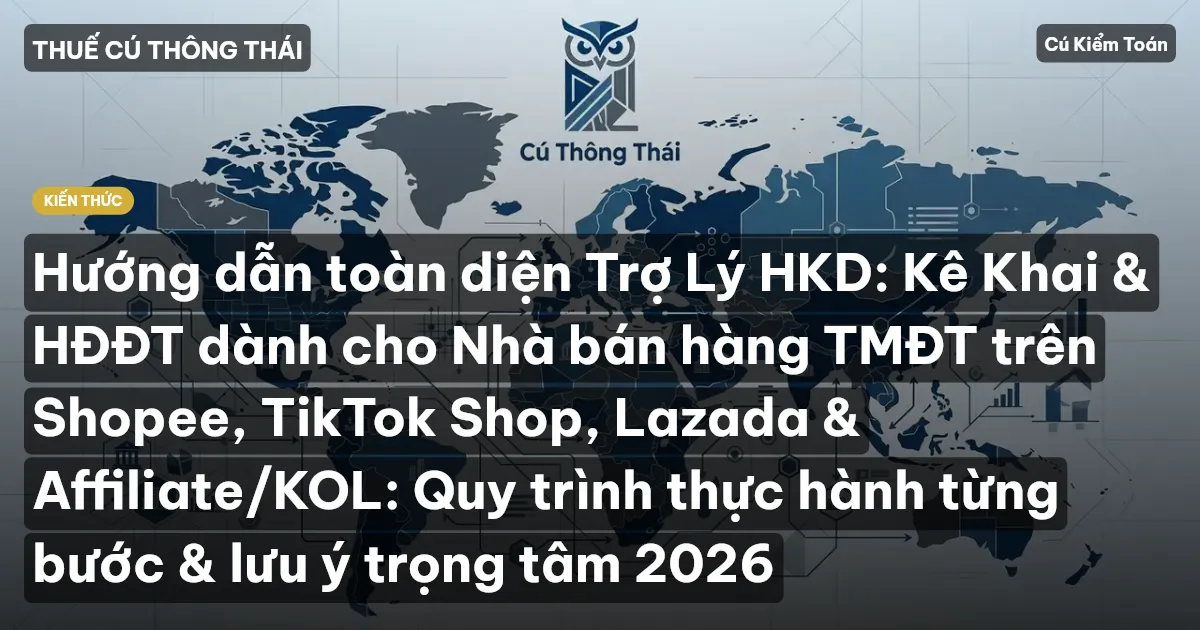 Hướng dẫn toàn diện Trợ Lý HKD: Kê Khai & HĐĐT dành cho Nhà bán hàng TMĐT trên Shopee, TikTok Shop, Lazada & Affiliate/KOL: Quy trình thực hành từng bước & lưu ý trọng tâm 2026