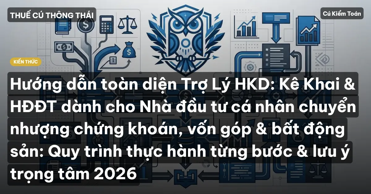 Hướng dẫn toàn diện Trợ Lý HKD: Kê Khai & HĐĐT dành cho Nhà đầu tư cá nhân chuyển nhượng chứng khoán, vốn góp & bất động sản: Quy trình thực hành từng bước & lưu ý trọng tâm 2026