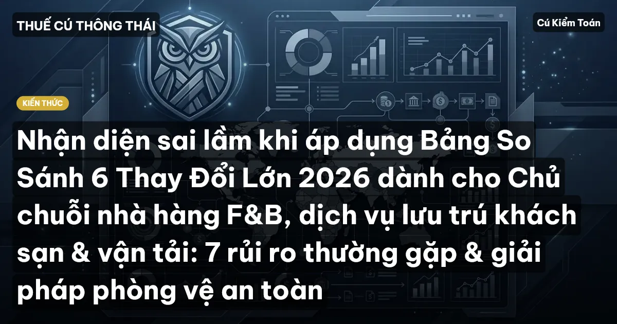Nhận diện sai lầm khi áp dụng Bảng So Sánh 6 Thay Đổi Lớn 2026 dành cho Chủ chuỗi nhà hàng F&B, dịch vụ lưu trú khách sạn & vận tải: 7 rủi ro thường gặp & giải pháp phòng vệ an toàn